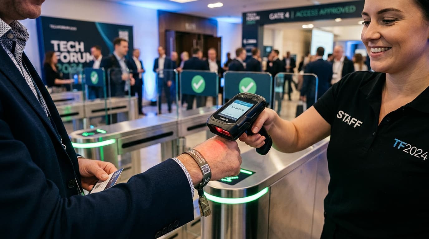 Gate entry scanning wristband QR